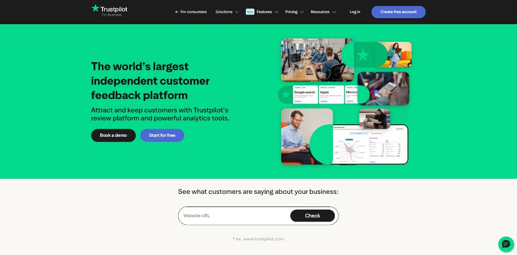Trustpilot website for online reviews.