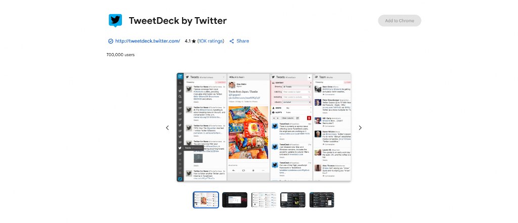 TweetDeck chrome extension page.
