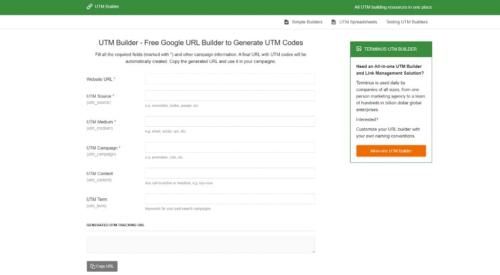 UTM Link Builder website.