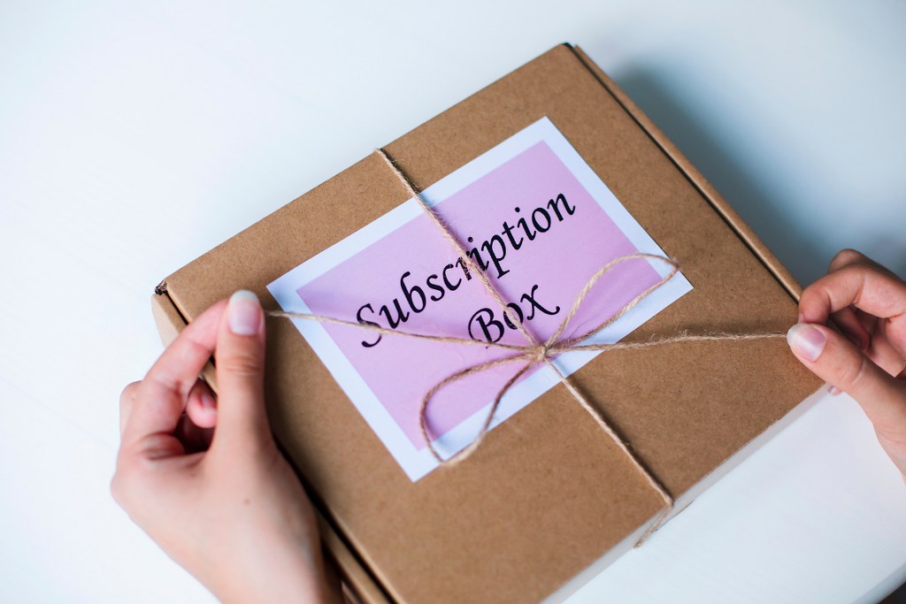 Unwrapping subscription box.