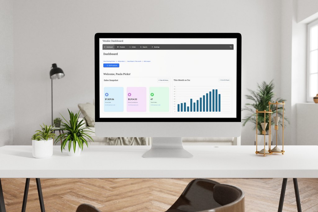 WC Vendors sample dashboard.