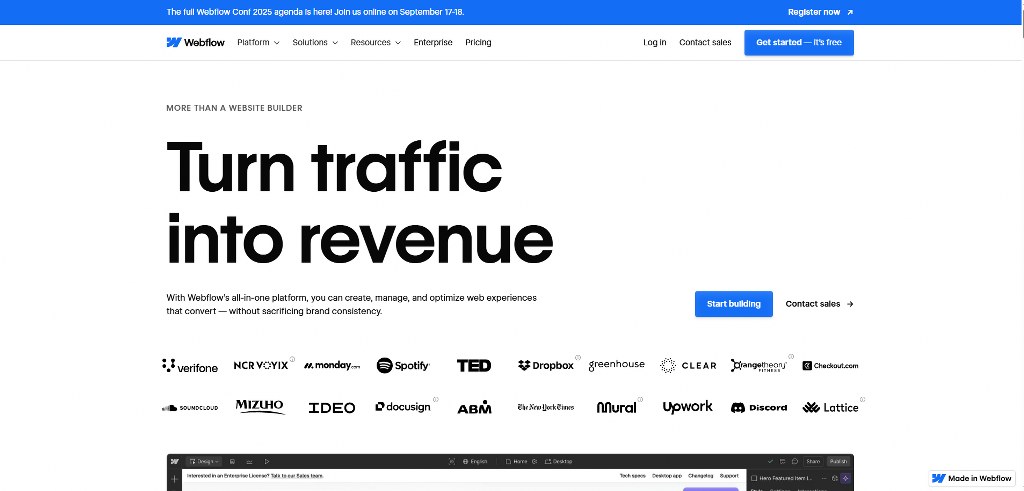 Webflow's website.