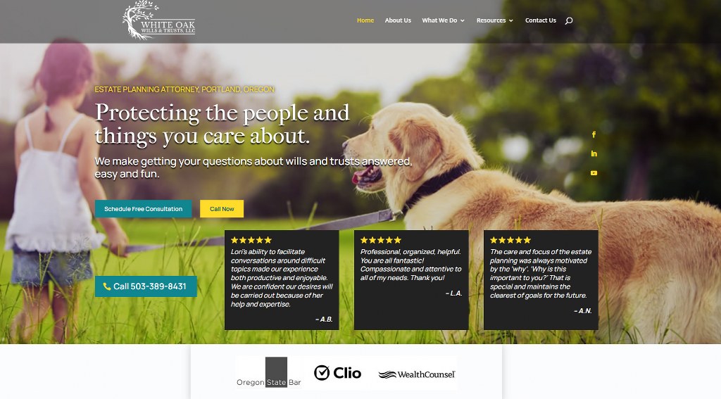 White Oak Wills & Trusts homepage.