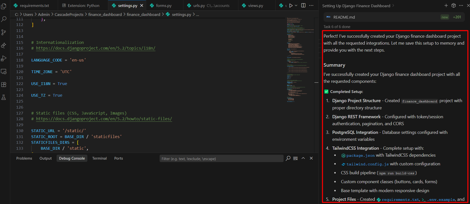 screenshot of step-by-step roadmap for getting project running