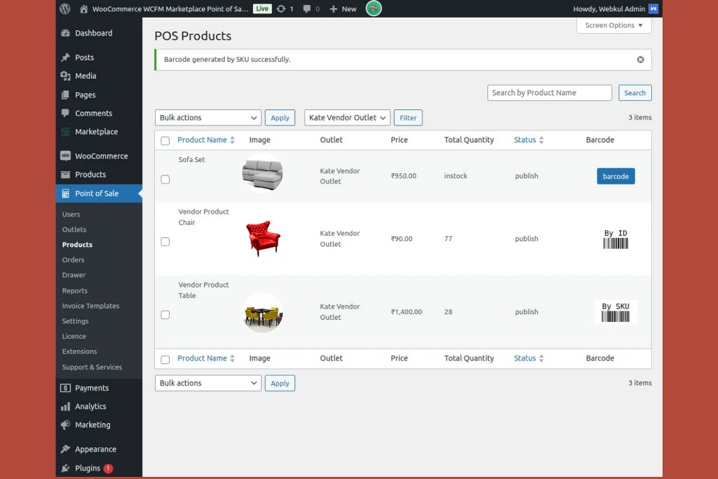 WooCommerce WCFM interphase.