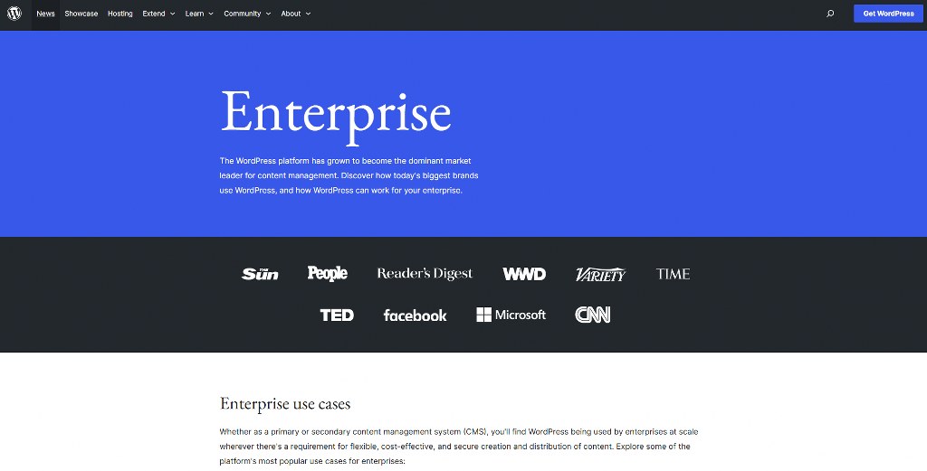 WordPress Enterprise webpage.