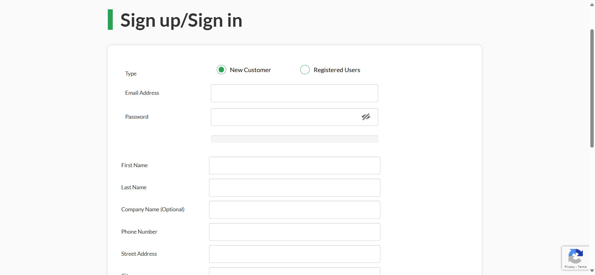 Sign-up form