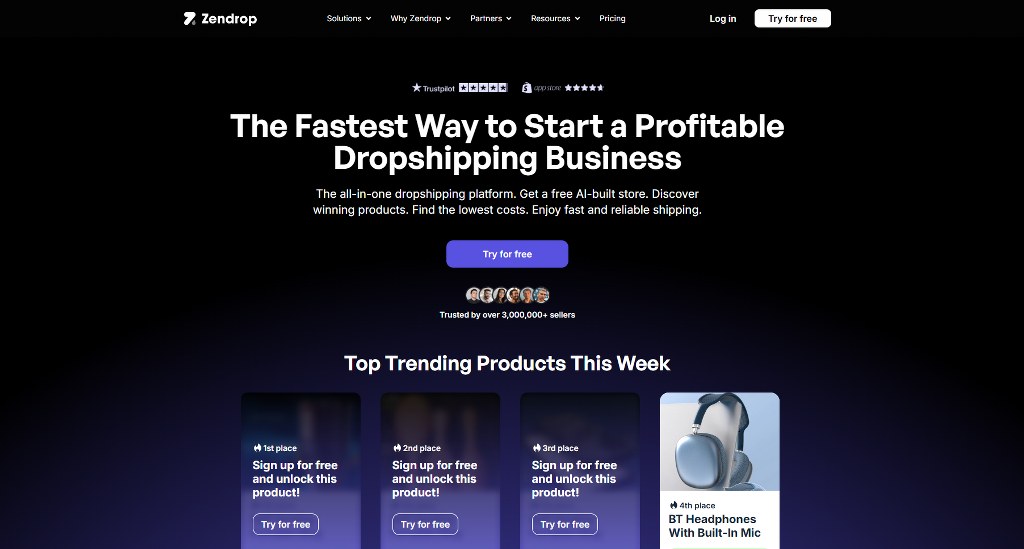 Zendrop's website.