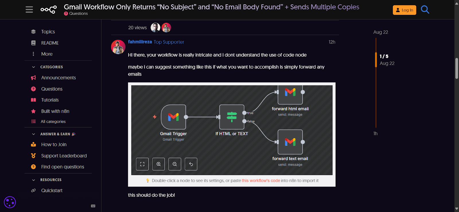 n8n forum follow-up with screenshots and MIME format discussion