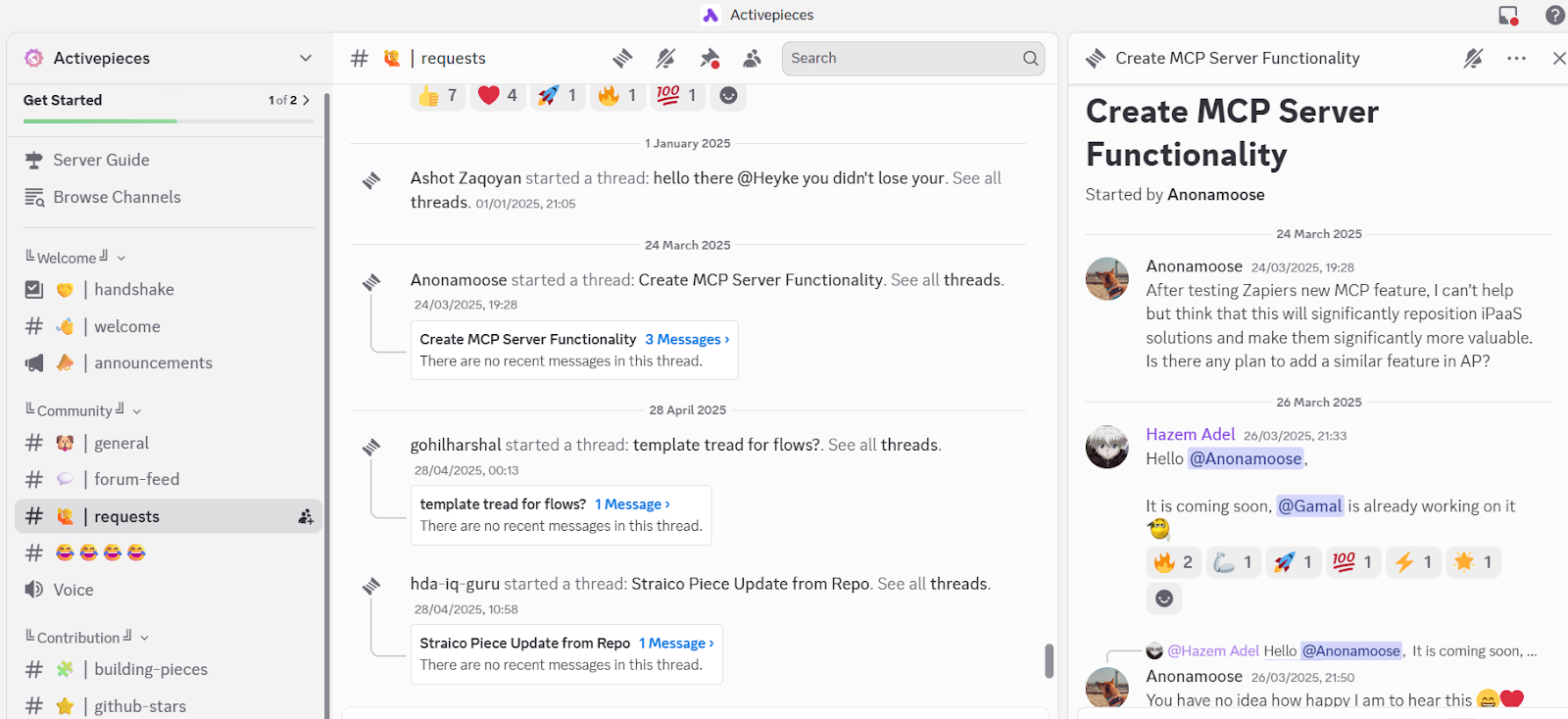 Activepieces Discord requests channel with team response confirmation