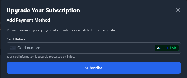 Famous.ai checkout payment form screenshot