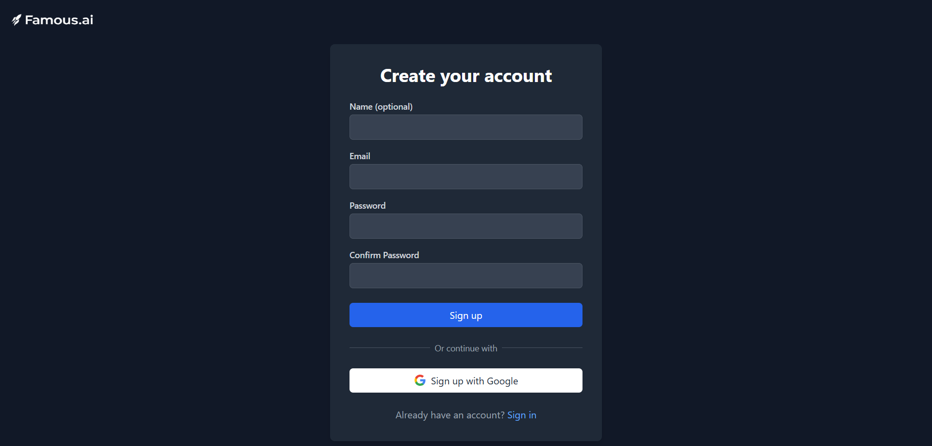 Sign Up form