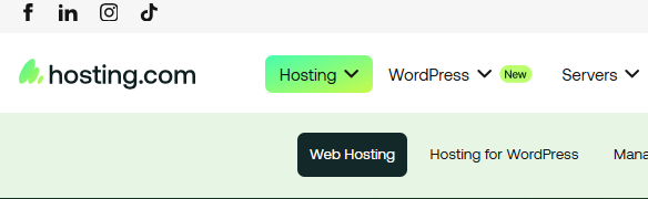 Step 2 - Open the Web Hosting section on Hosting.com