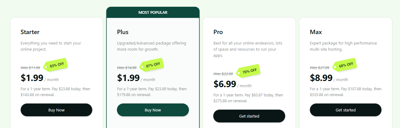 Step 3 - Review hosting plans and options on Hosting.com