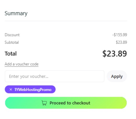 Step 5 - Apply coupon code and review order summary on Hosting.com checkout