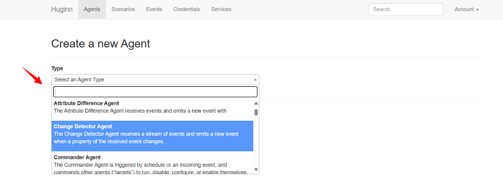 Huginn agents list covering APIs, webhooks, RSS, email, and more