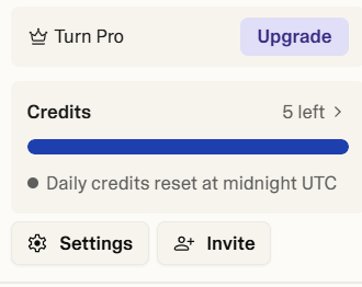 Lovable free plan daily usage credits interface