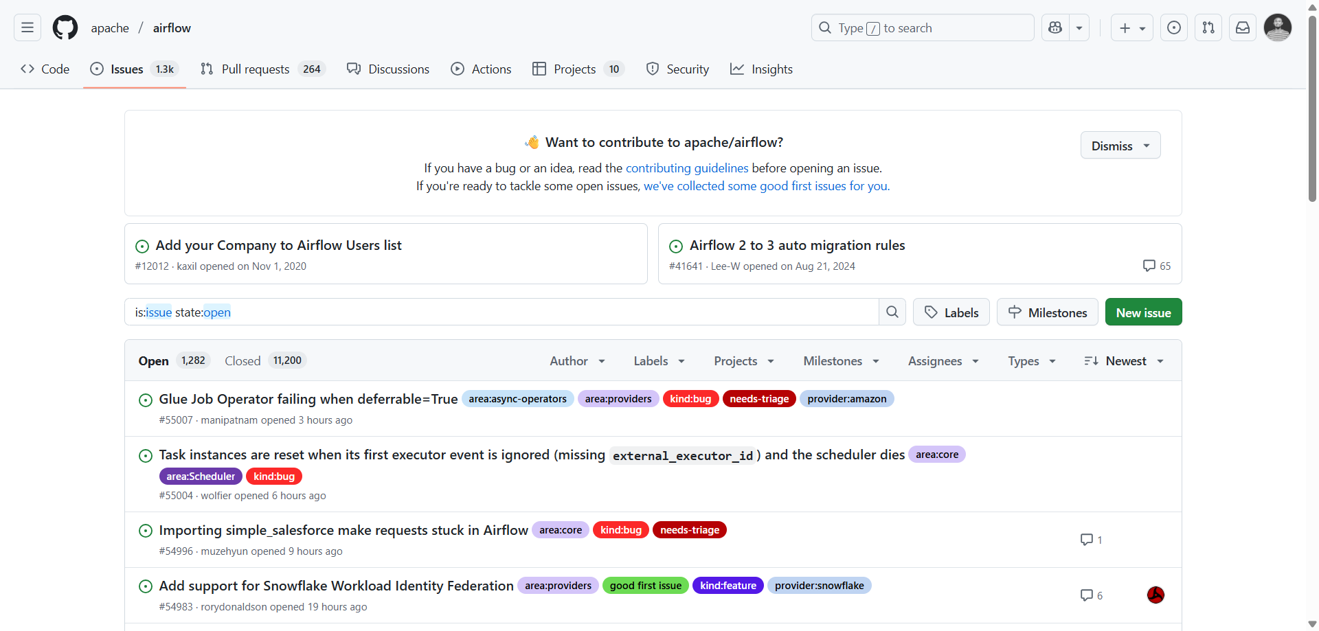 Airflow's GitHub page