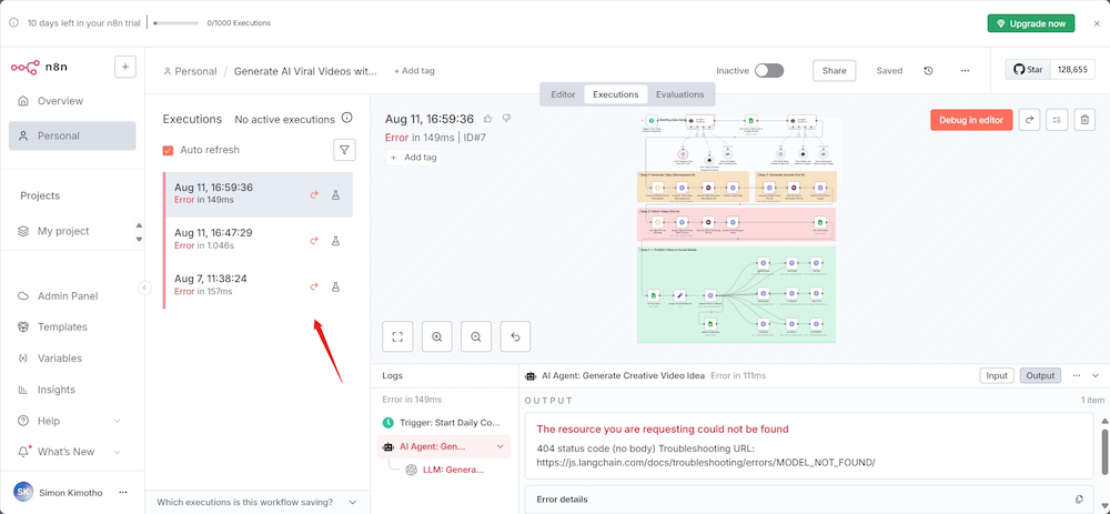 screenshot of a log
