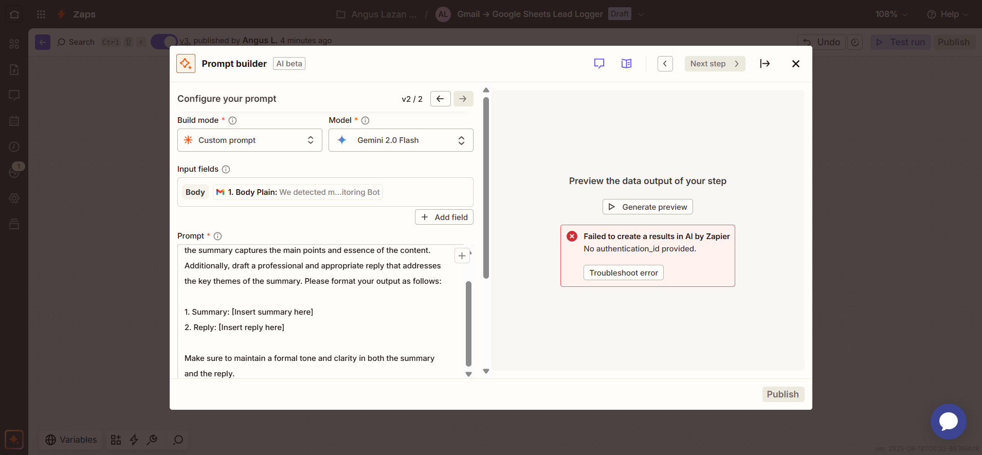 Debugging in Zapier