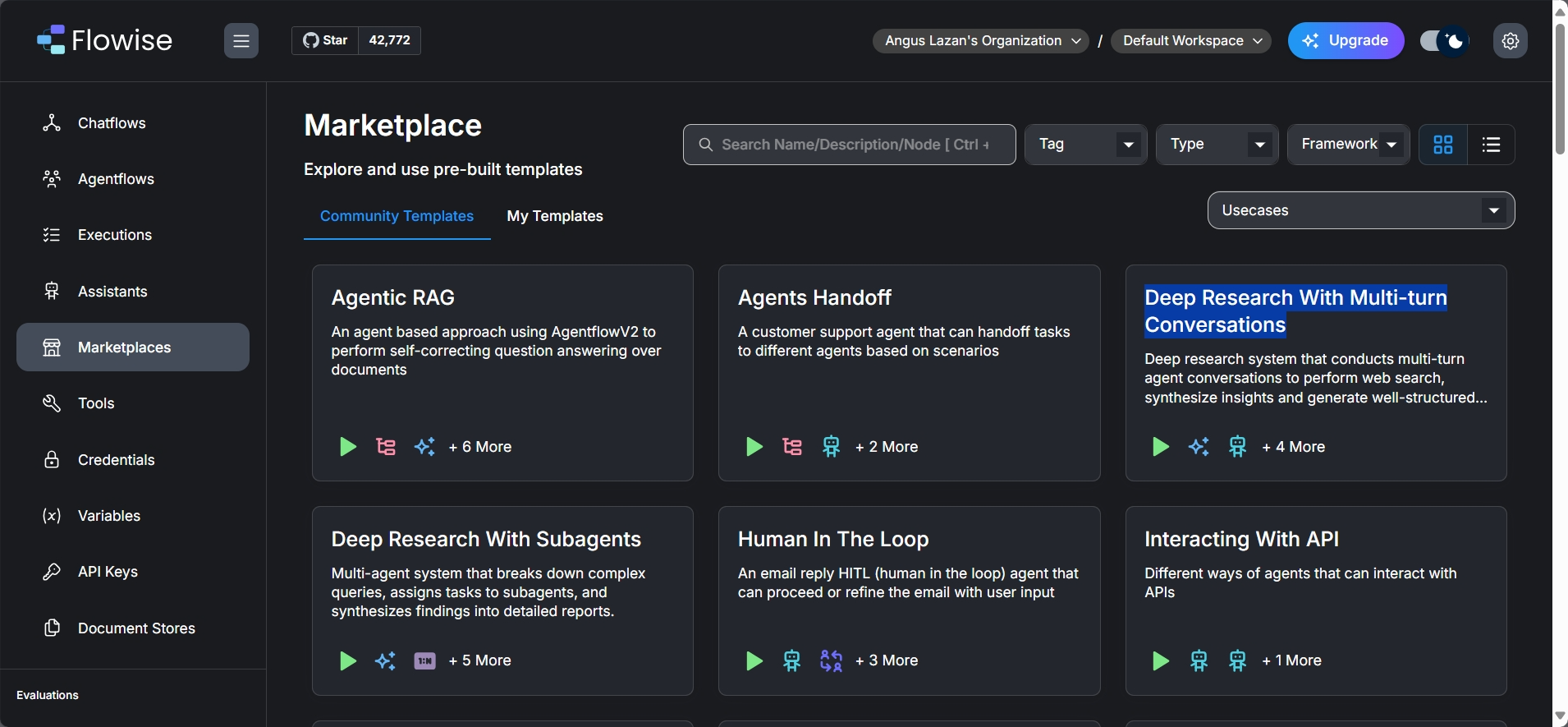 Flowise's marketplace