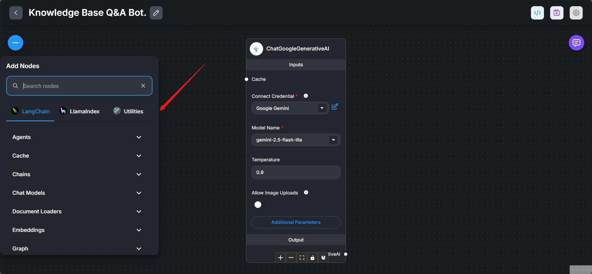 ChatGooglegenerativeAI window