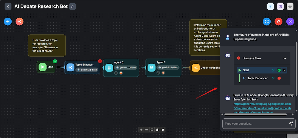 Debugging in Flowise