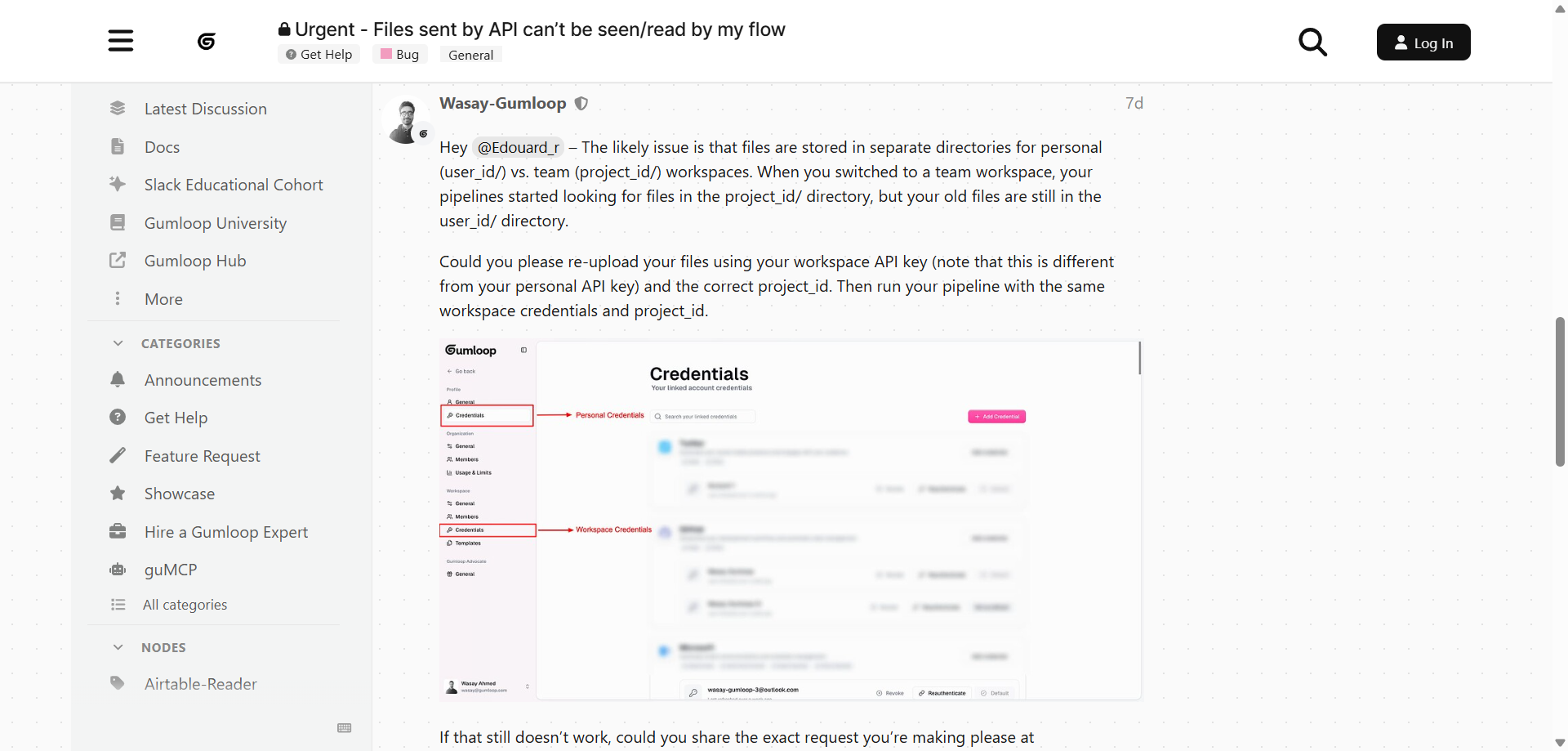 Gumloop forum support