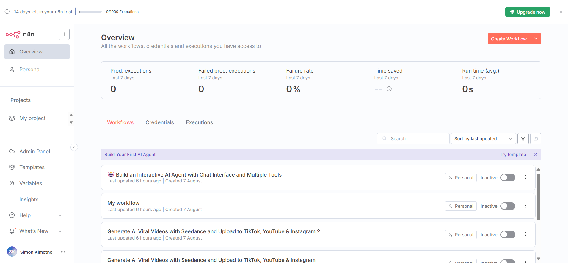 n8n Overview page