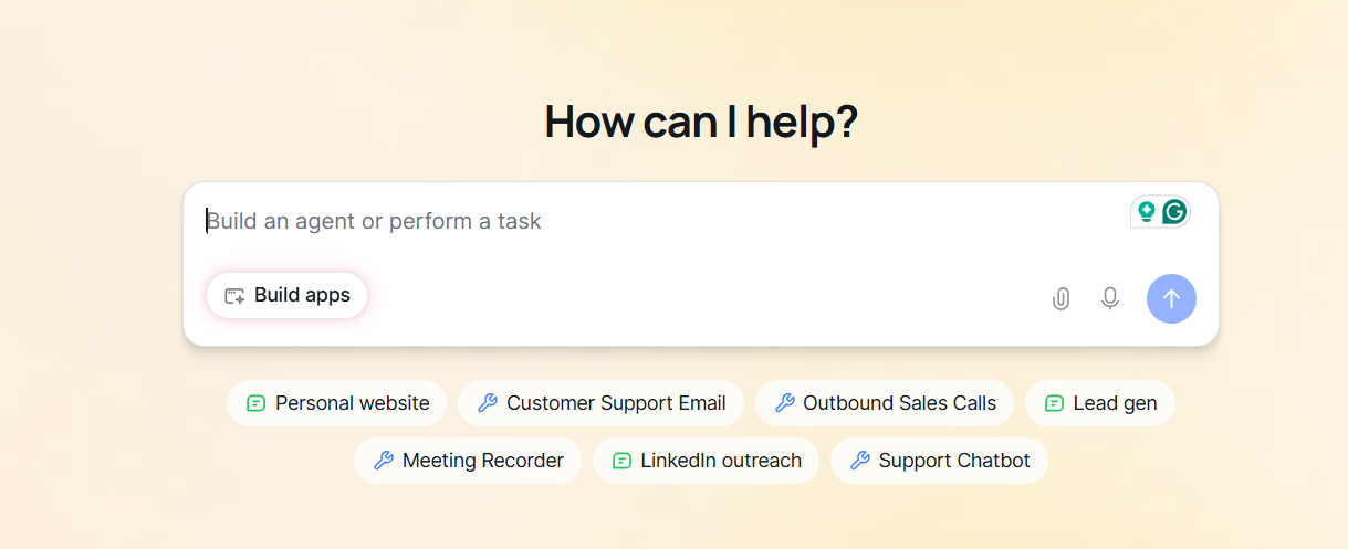 Lindy prompt-first builder How can I help field