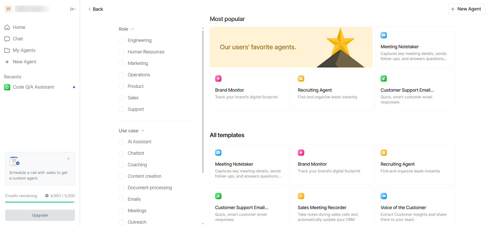 Lindy templates grid including Engineering Code Q/A Assistant