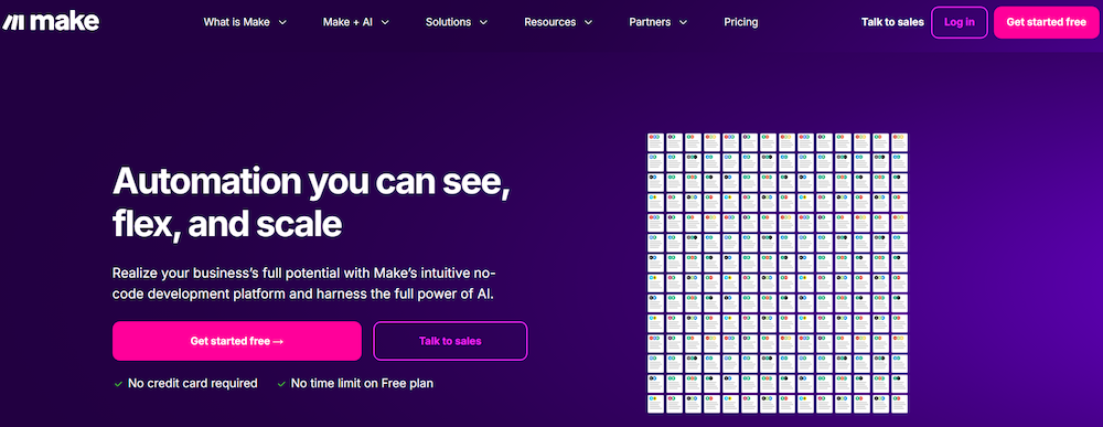 screenshot of Make website