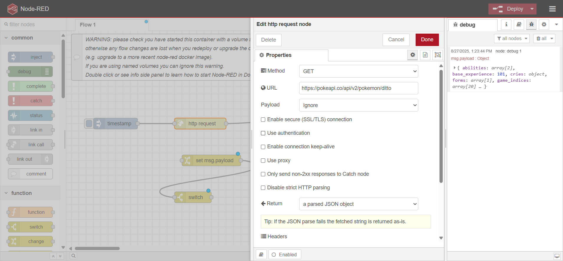 Edit http request node