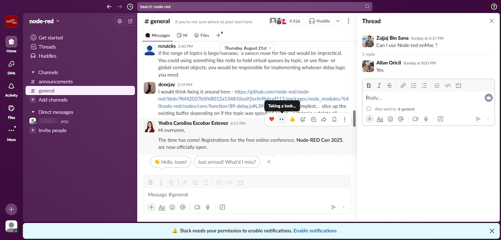 Node-RED Slack community