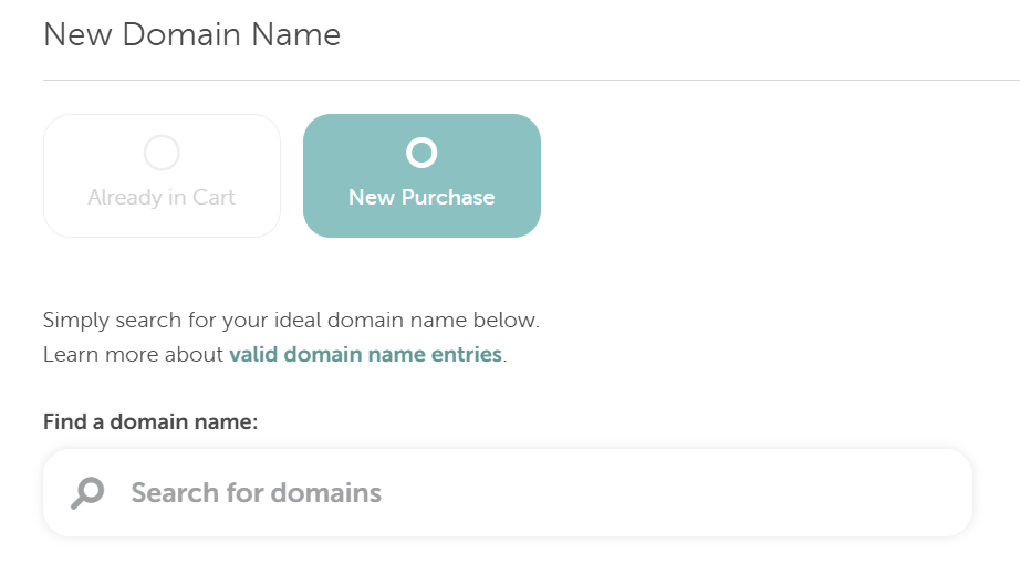 Namecheap new domain name search step screenshot