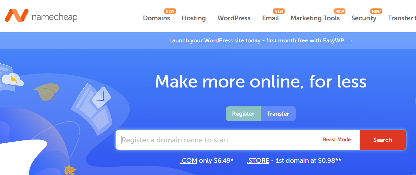 Namecheap voucher step 1: choose Show Code or Show Deal