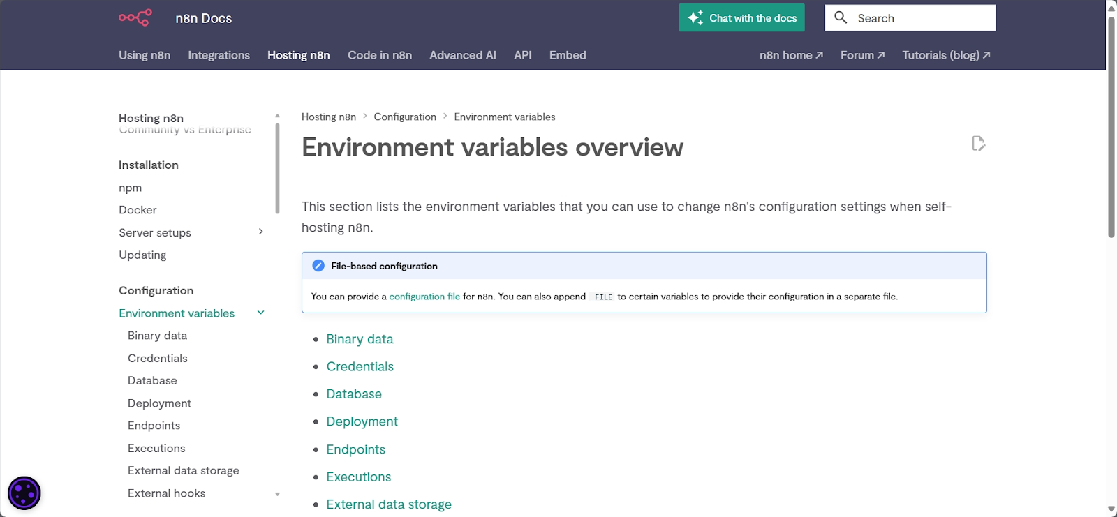 n8n docs and forum example page