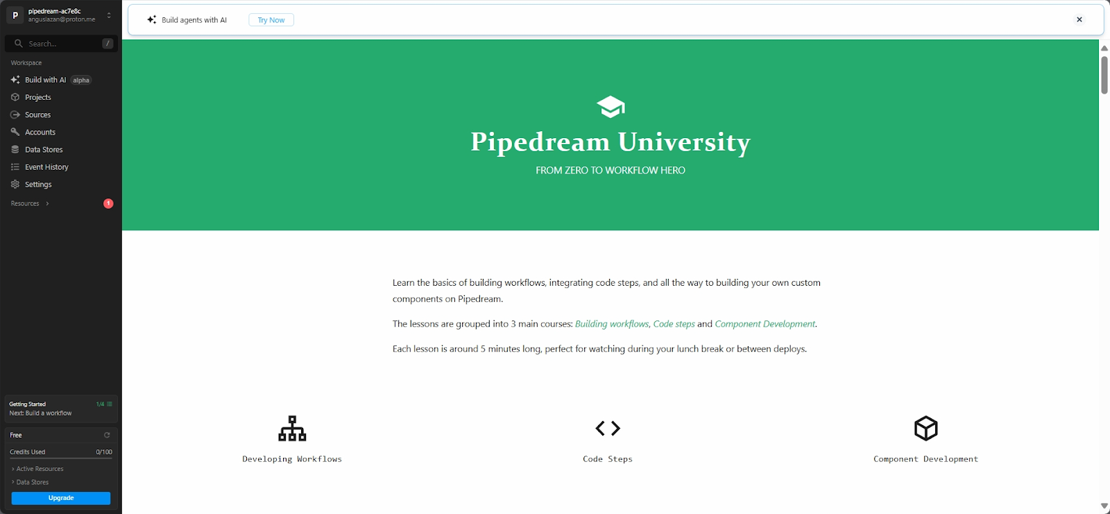 Pipedream University video course hub