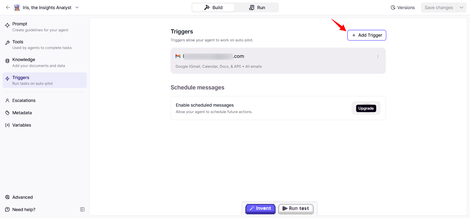 Relevance AI Gmail trigger configuration