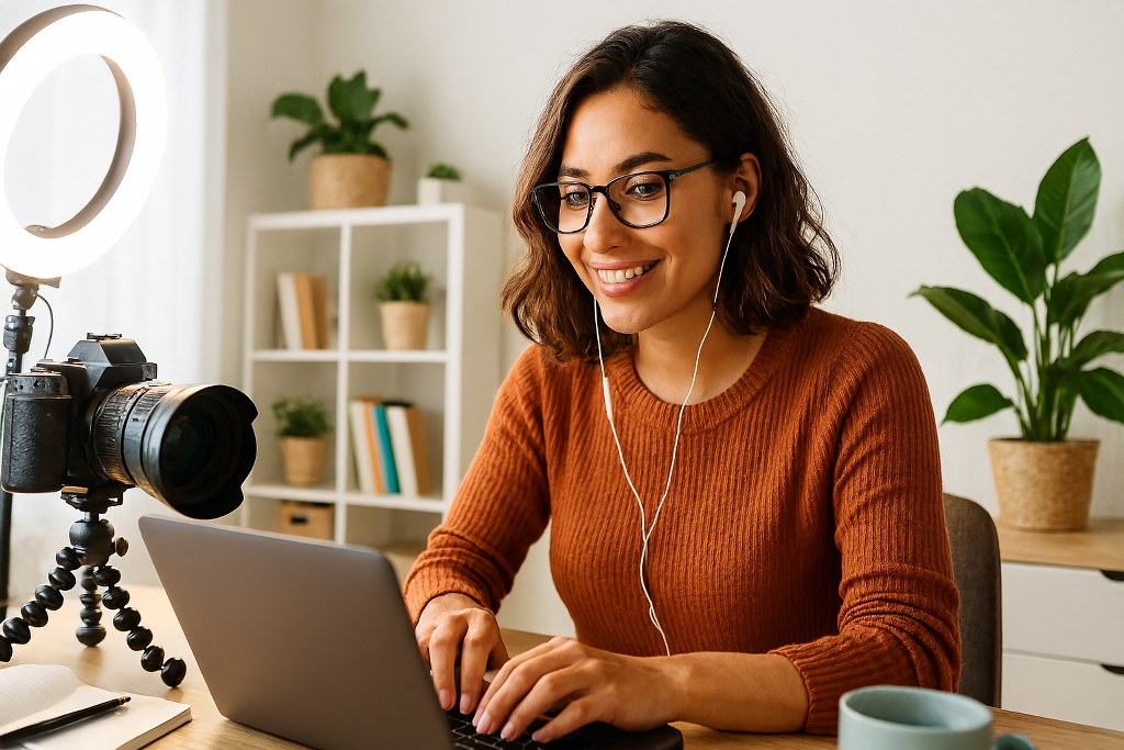 A blogger making content.