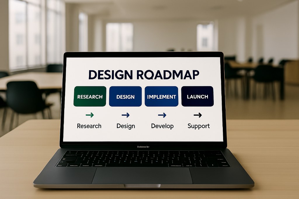 A design roadmap on a laptop.