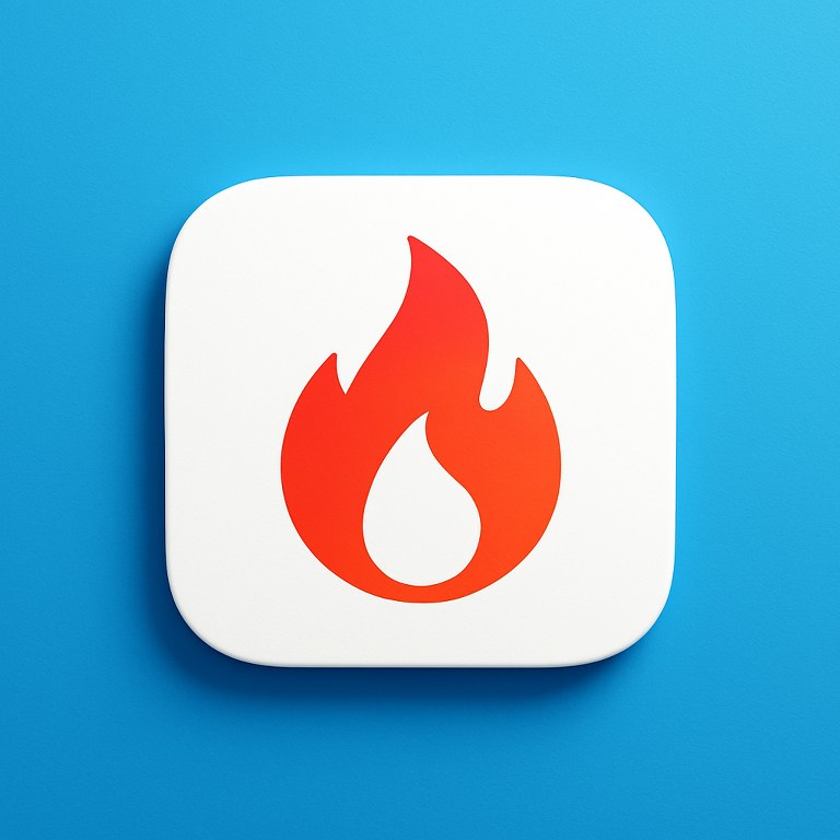 A fire icon contrasting with the background color.