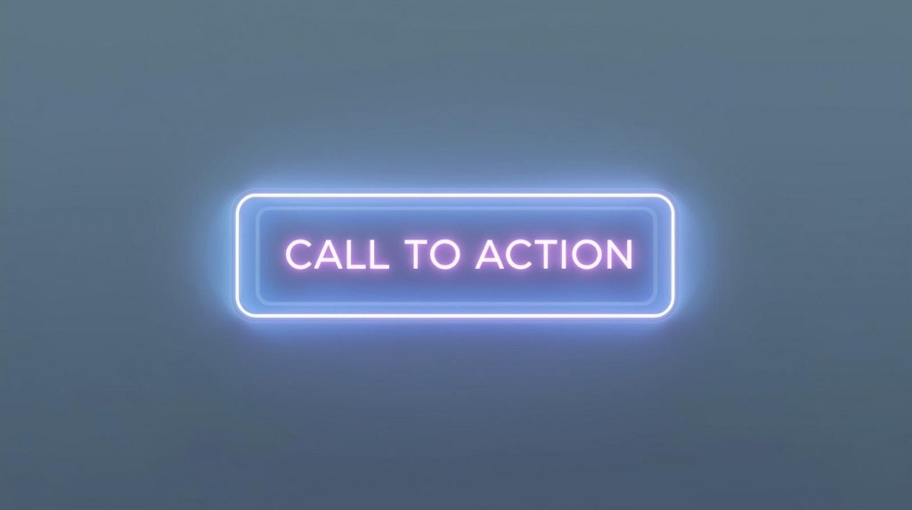 A glowing call-to-action button.
