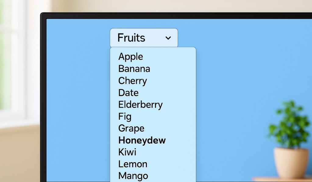 A long dropdown list.
