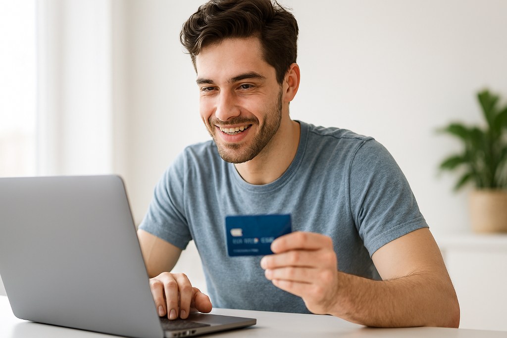 A man making an online purchase.