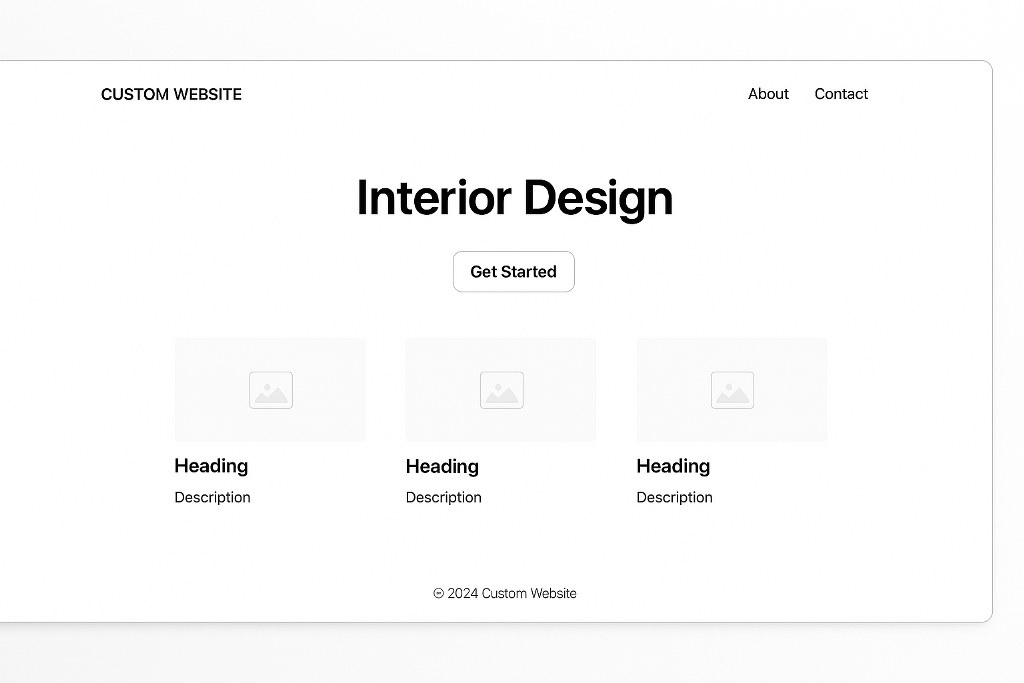 A minimalist Interior Design website custom page.