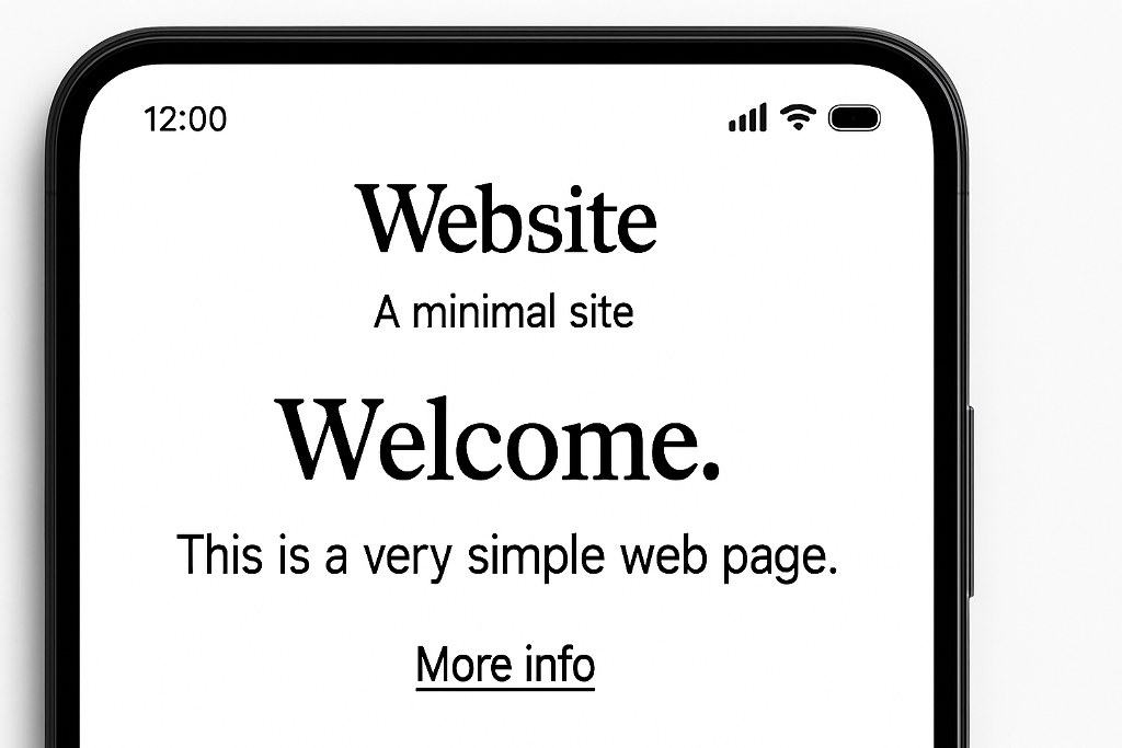 A minimalist website on a phone.
