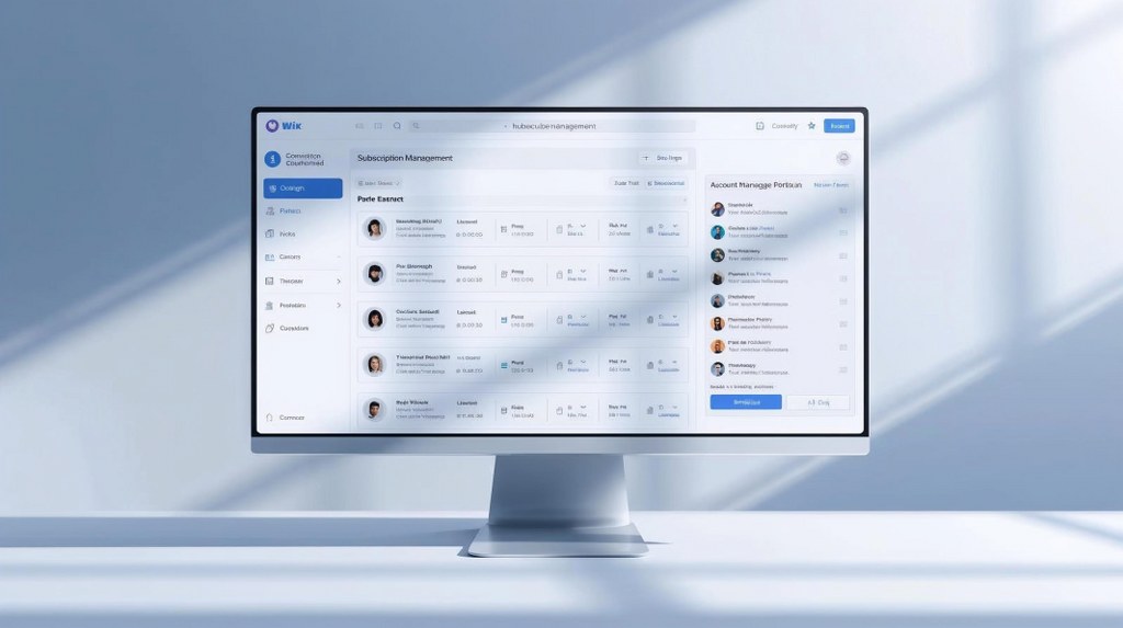 A modern digital illustration showcasing a sleek user interface for a subscription management portal.
