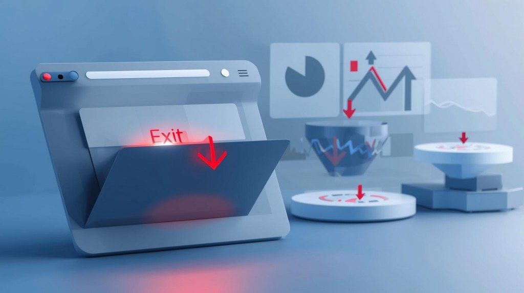 A modern digital illustration symbolizing website exit pages.