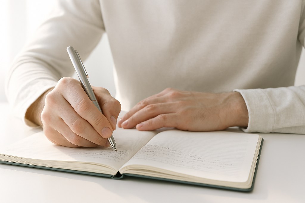 A person writing.